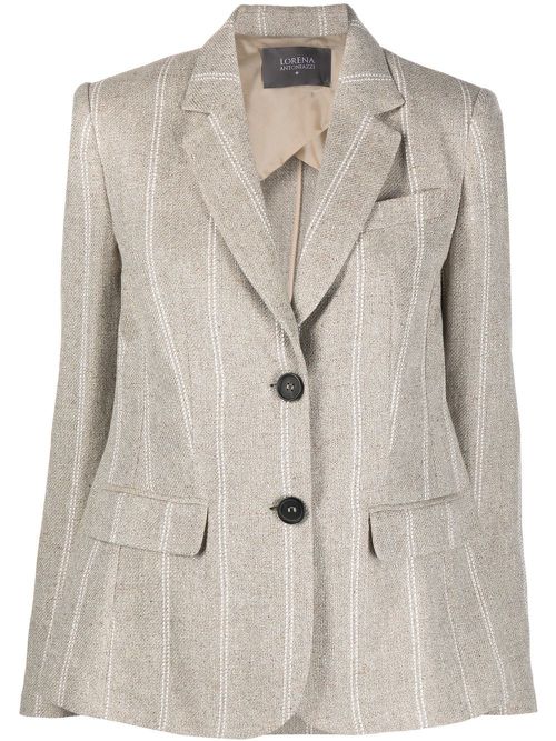 Striped single-breasted button blazer - Neutrals