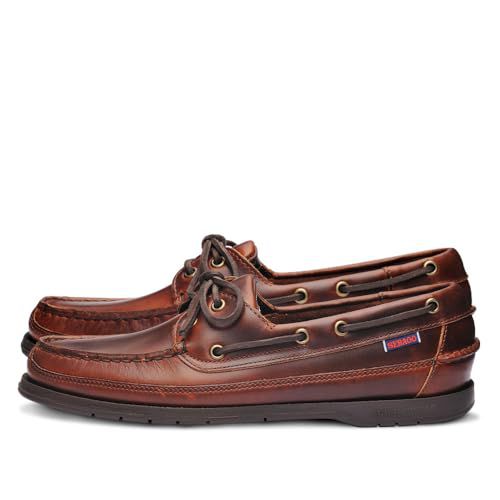 Sebago Schooner Waterproof Boat Shoes - Leather Moccasins for Men Featuring 360-Degree Rawhide Lacing and Non-Marking Slip-Resistant Soles