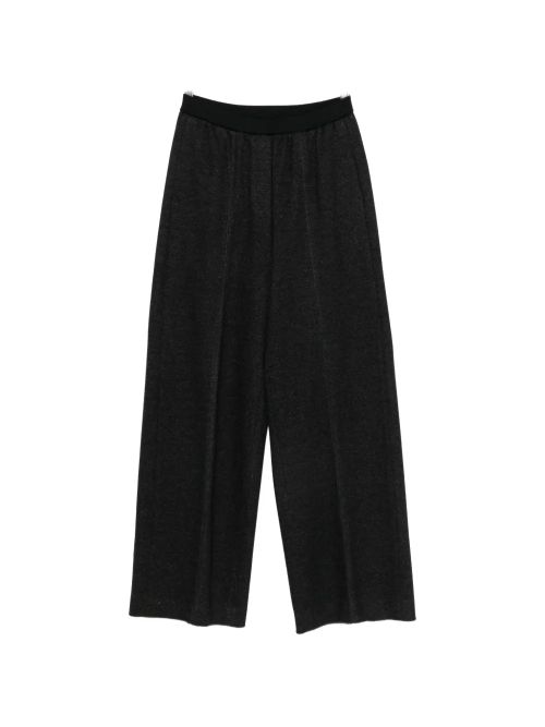 Pressed-Crease Wide-Leg Trousers — Black