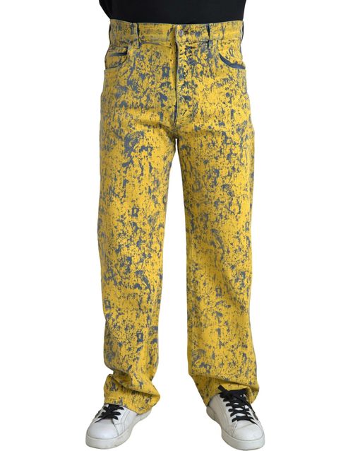 Tie-Dye Cotton Jeans — Yellow