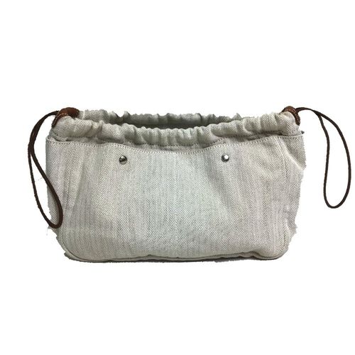 Hermes Beige Toile Chevron Pouch Pre-Owned