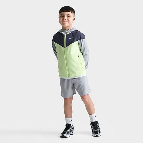 Little Kids Windrunner Jacket and Shorts Set in Light Smoke Grey/Volt