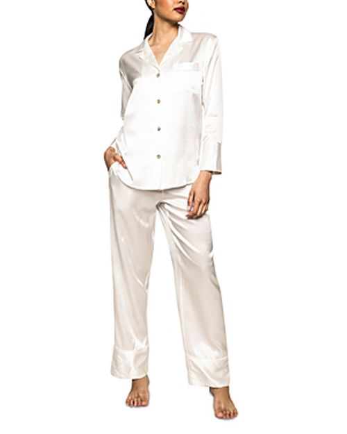 White Silk Pajama Set