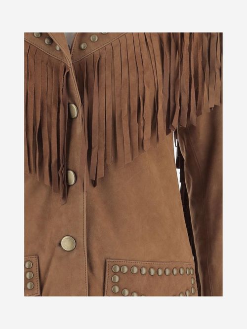 Suede Fringed Jacket — Caramel