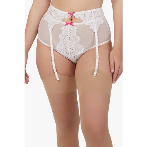 Playful Promises Women's Camille White Broderie Suspender Belt