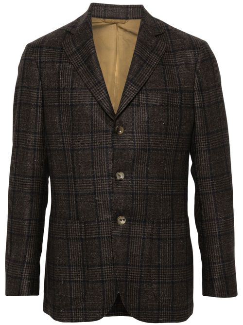 Tartan pattern blazer - Brown