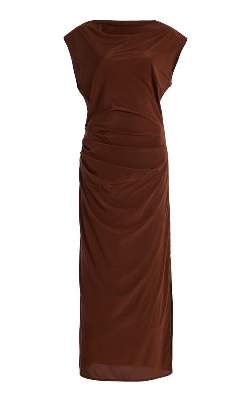 Tasa Draped Silk-Blend Midi Dress