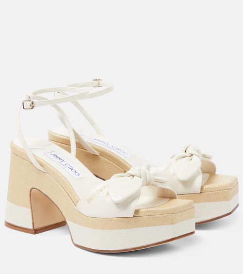 Jimmy Choo Ricia leather and raffia platform sandals