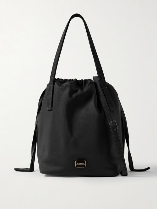 Rory Leather-trimmed Shell Bucket Bag - Black