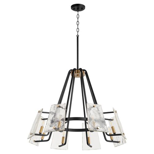 Tioga 8-Light Chandelier in Textured Black w with Aged Bra