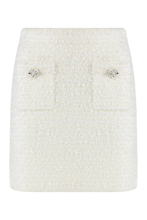 Rhinestone Button Knit Mini Skirt for Women