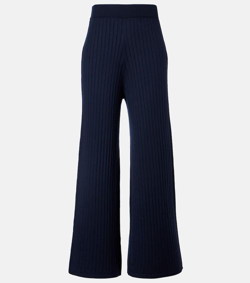 Ribbed-knit wool and cashmere wide-leg pants