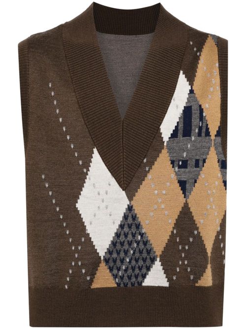 Loose knitted vest - Brown