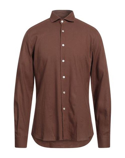 Man Shirt Dark brown Size M Viscose, Linen