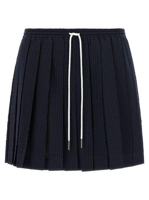 Pleated Wool Skirt — Navy