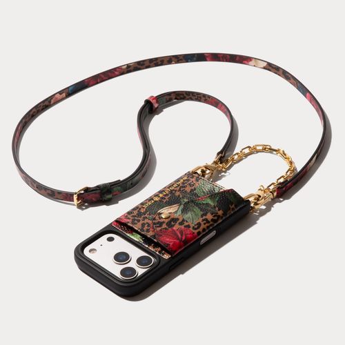 Valentina Duet in Ceci Dark Floral Cheetah/Gold | iPhone 16 Pro | Genuine Leather |
