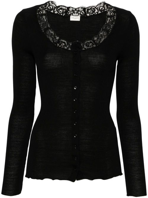 Lace detailing cardigan - Black