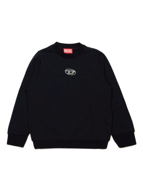 Logo-studded cotton sweatshirt - Black