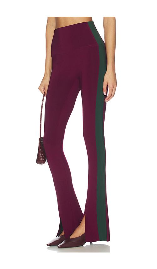 Norma Kamali Side Stripe Spat Legging in Plum & Dark Emerald. L also in M