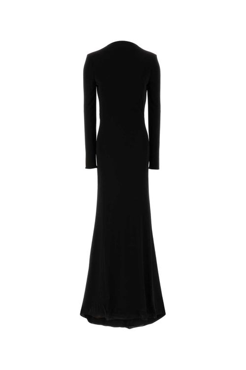 Long-Sleeve Velvet Dress — Black