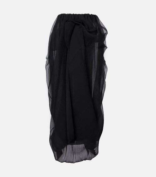 Ruffled silk tulle maxi skirt
