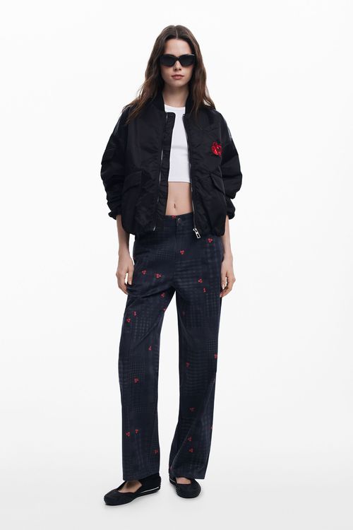 Checkered and cherry pants