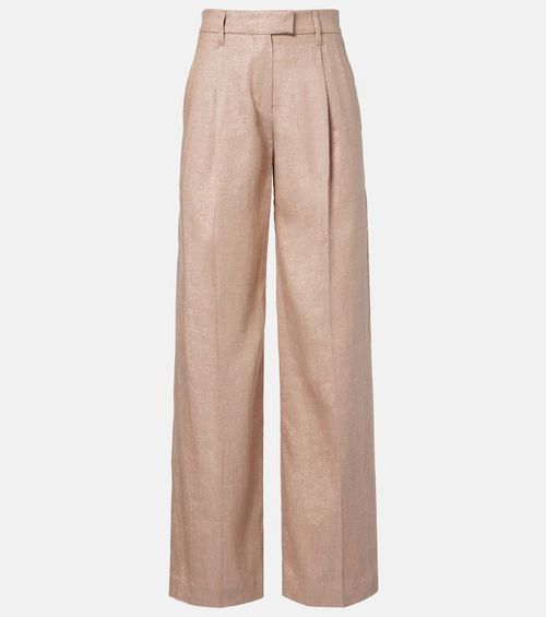 Linen-blend wide-leg pants