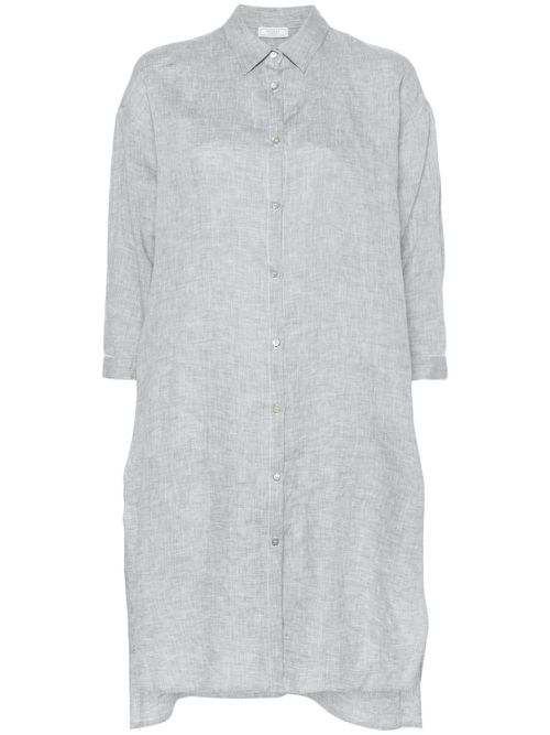 Bead-detail linen shirt - Green