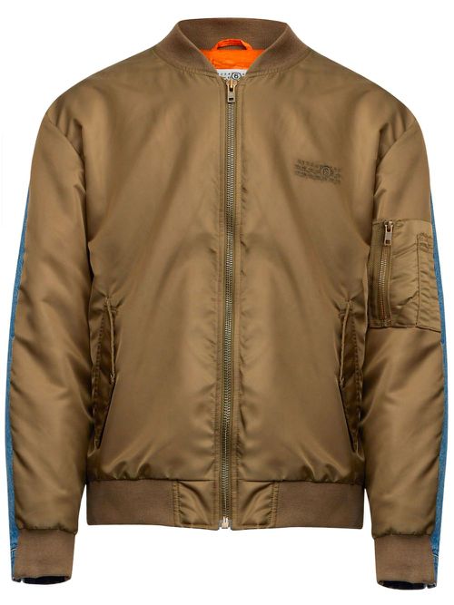 Numbers-motif bomber jacket - Brown