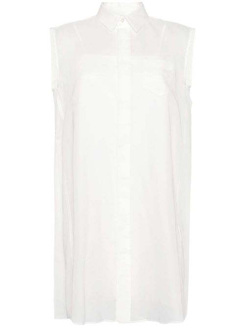Pleat-detail shirt dress - White