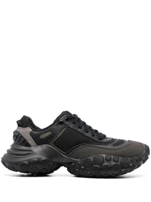 Colour-block panelled leather sneakers - Black