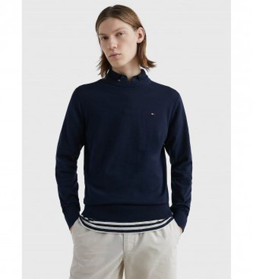 Tommy Hilfiger for man. MW0MW30955 1985 Crew Neck navy sweater (3XL), Casual, Cotton, Sustainable