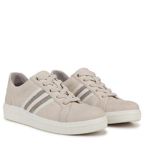Happy Friday Lace Up Sneakers (Beige Stretch Faux Leather)