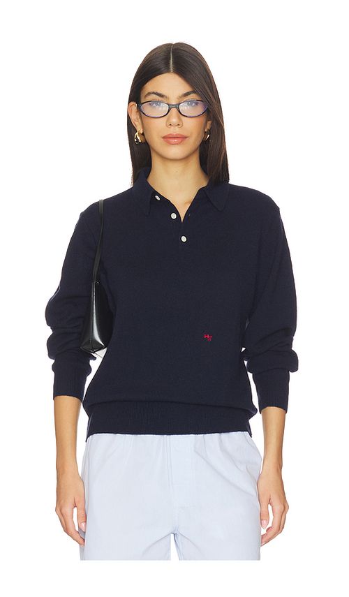 HOMMEgirls Long Sleeve Polo in Navy. - L also in