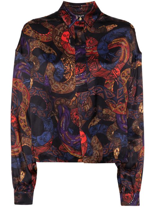 Apocalypse snake-print button-up shirt - Black