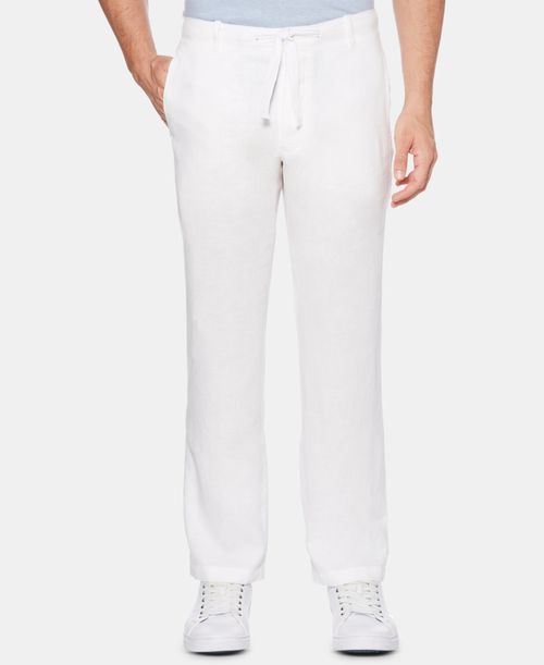 Men's Regular-Fit Linen Drawstring Pants - Bright White