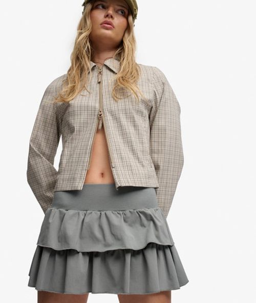 Superdry Women's Bench Low Rise Tiered Skirt Light Grey