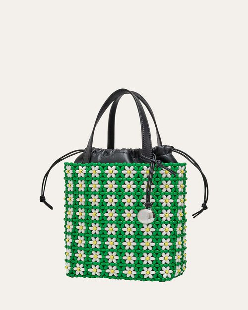 Mini Flower Beaded Tote Bag in Acetate