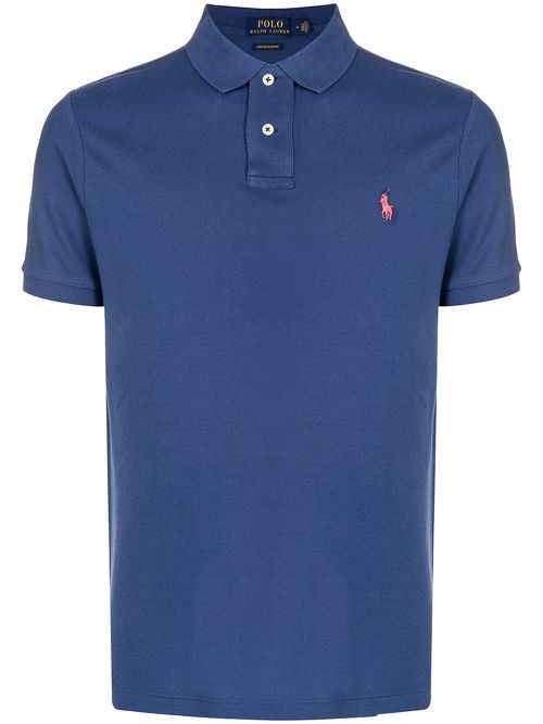 Embroidered logo polo shirt - Blue