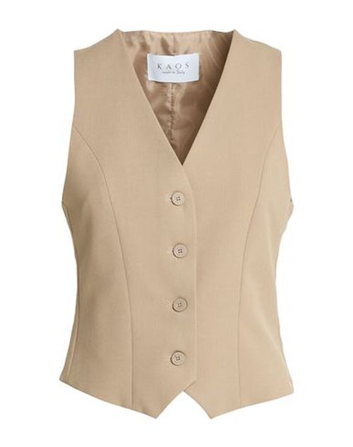 Woman Tailored Vest Taupe Size 8 Polyester, Viscose, Elastane