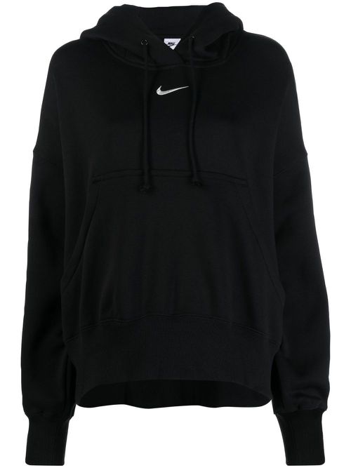 Logo-embroidered hoodie - Black