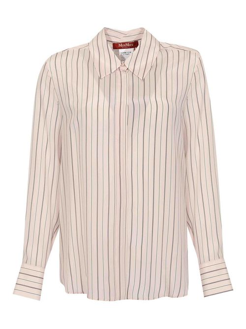 Mstflirt Shirt In Pink Striped Crepe De Chine