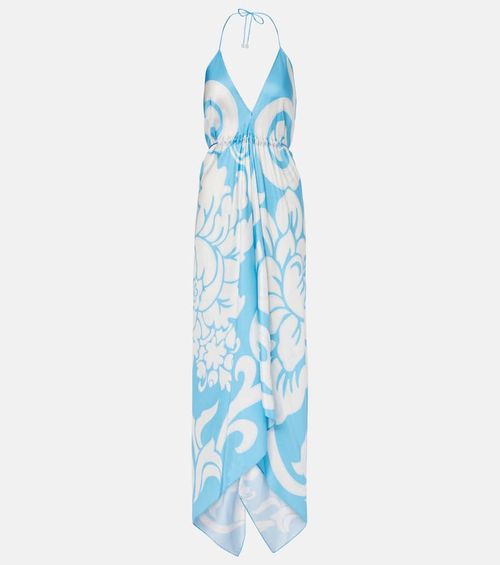 Printed silk midi dress