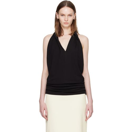 Black Twisted Jersey Halter Top