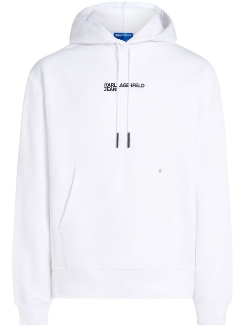 Graphic-print drawstring hoodie - White
