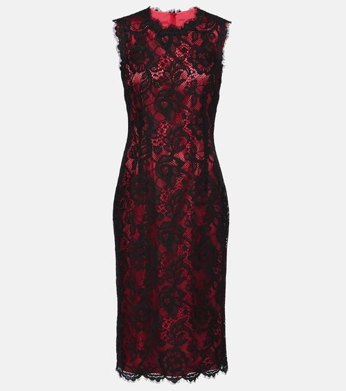 Cotton-blend lace midi dress