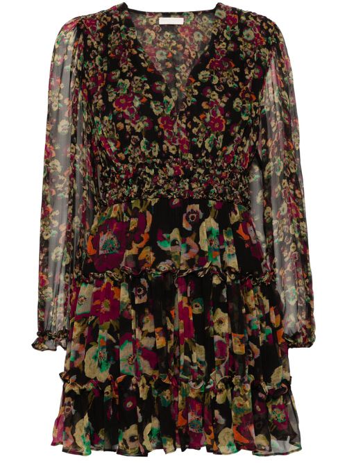 Lya floral-print mini dress - Black