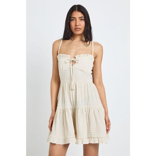 Boohoo Womens Tall Textured Frill Smock Dress - Crea