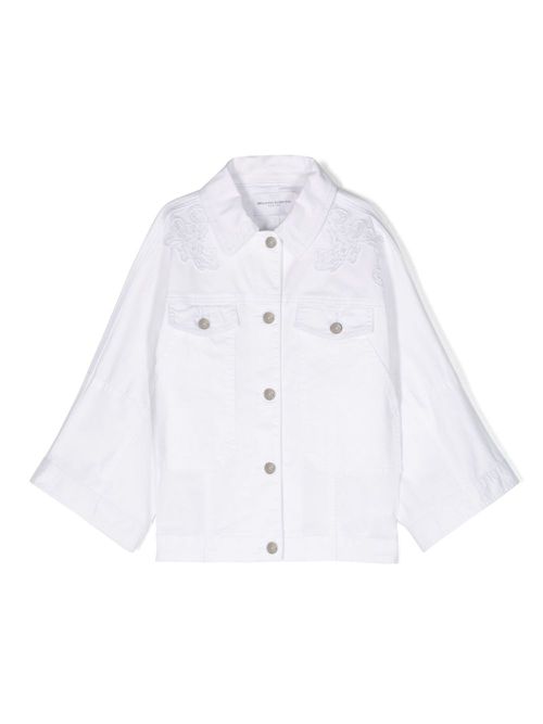 Lace-detail shirt jacket - White