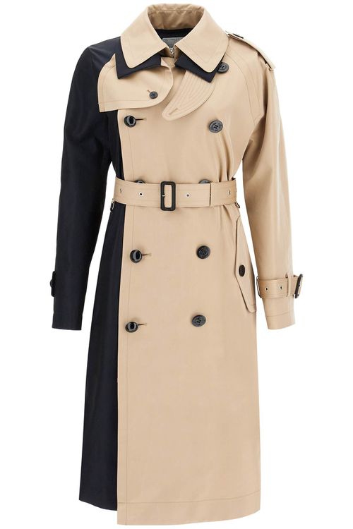 Color Block Gabardine Trench